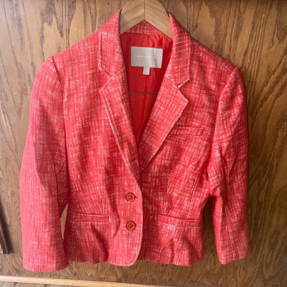 Banana Republic Coral Tweed Blazer